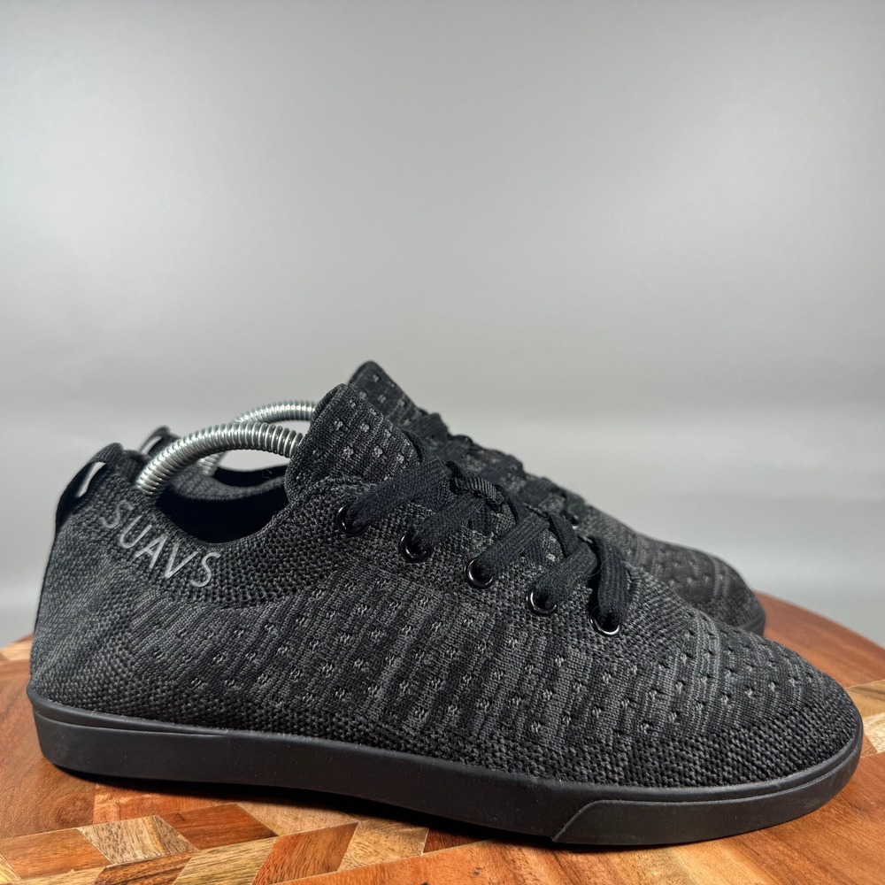 SUAVS The Zilker Jet Black Knit Low Top Sneakers Womens 7.5 Mens 5.5 EU 38.5